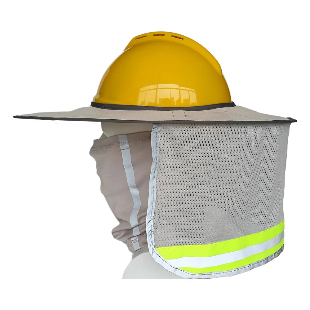 2 Pcs Sun Hard Hat Neck Protection High Visibility Full Brim Mesh Sun Protection and Neck Gaiter Bandana Face Scarf for Hard Hat