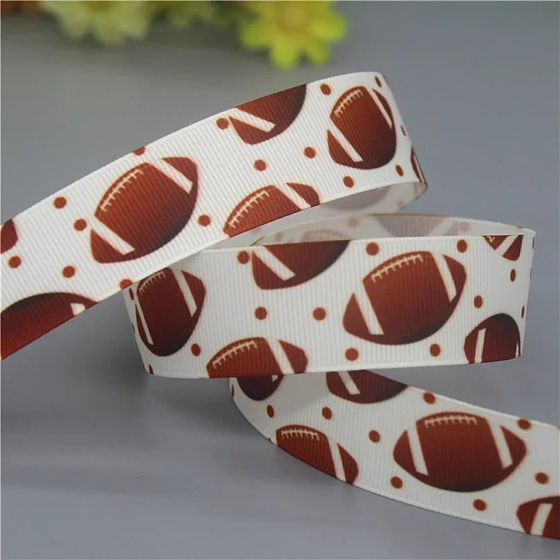 DHK 7/8'' 5yards Football Baseball Printed Grosgrain Ribbon Accessories Material Decoration Collar DIY Sewing Craft C2597