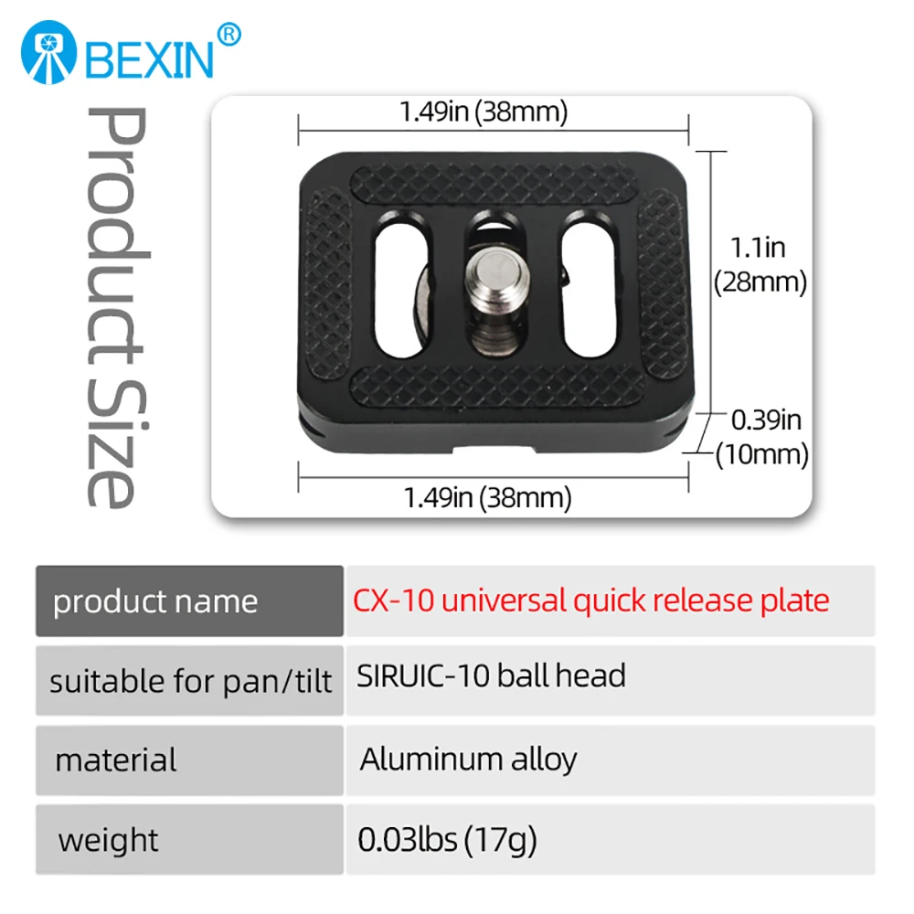 BEXIN Mini Plate Quick Release Plate Tripod 1/4 Screw Mount For Arca Swiss DSLR Camera