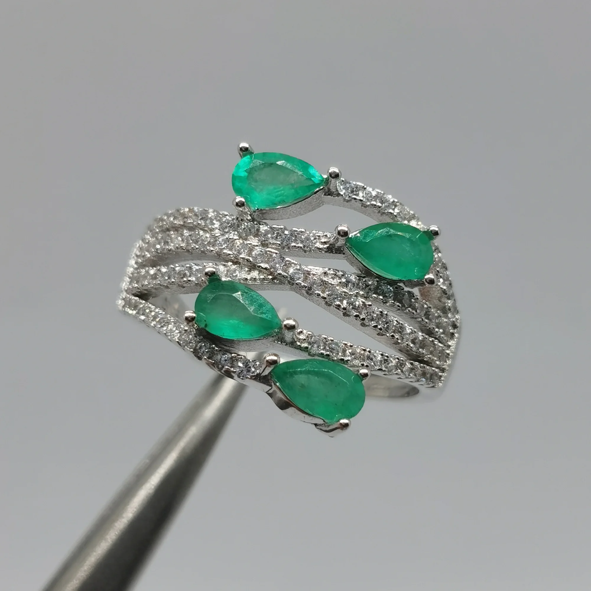 

Luxury Emerald Ring for Party 3mm*5mm Total 0.6ct Natural Emerald Silver Ring 18K Gold Plating 925 Silver Gemstone Jewelry