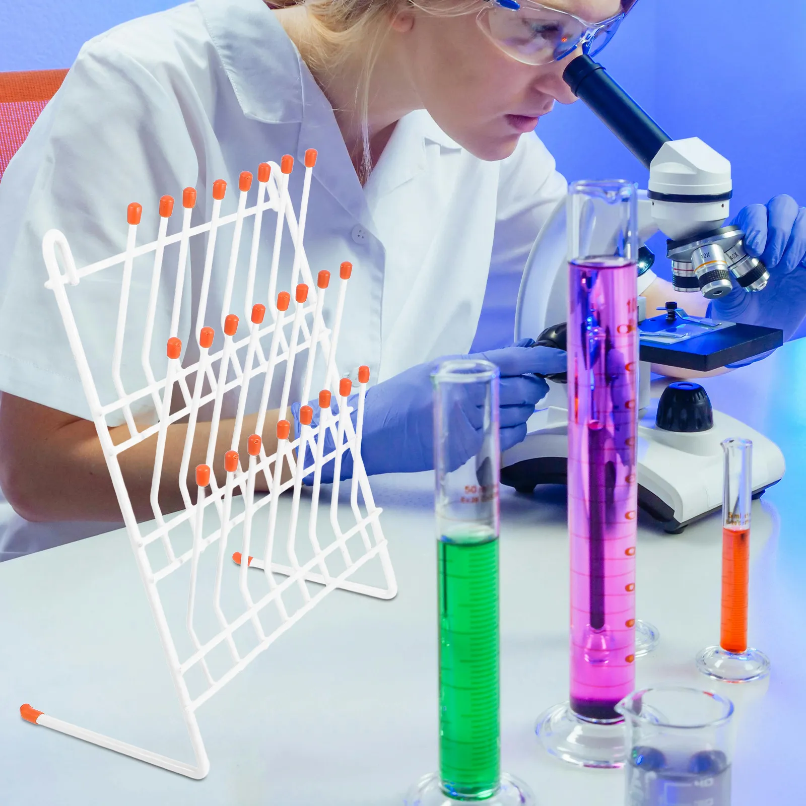 1Pcs 테스트 튜브용 고급 금속 실험실 배수 랙 비커 건조 스탠드 견고한 경량 실험실 장비 과학