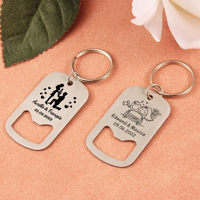 10pcs Custom Laser Engraved Stainless Steel Bottle Opener Keychain Baptism Birthday Gift Wedding Party Gift for Guest Key Chain