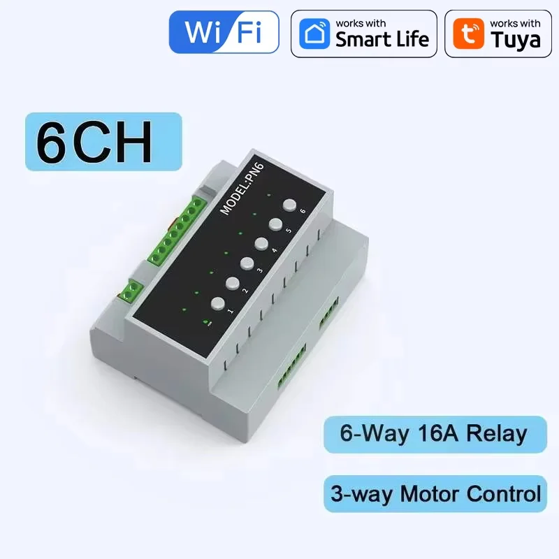 Tuya 스마트 WiFi 6-16 갱 릴레이 스위치 모듈 원격 제어 기기 제어 모듈 110V-240V Alexa Google 홈과 함께 작동