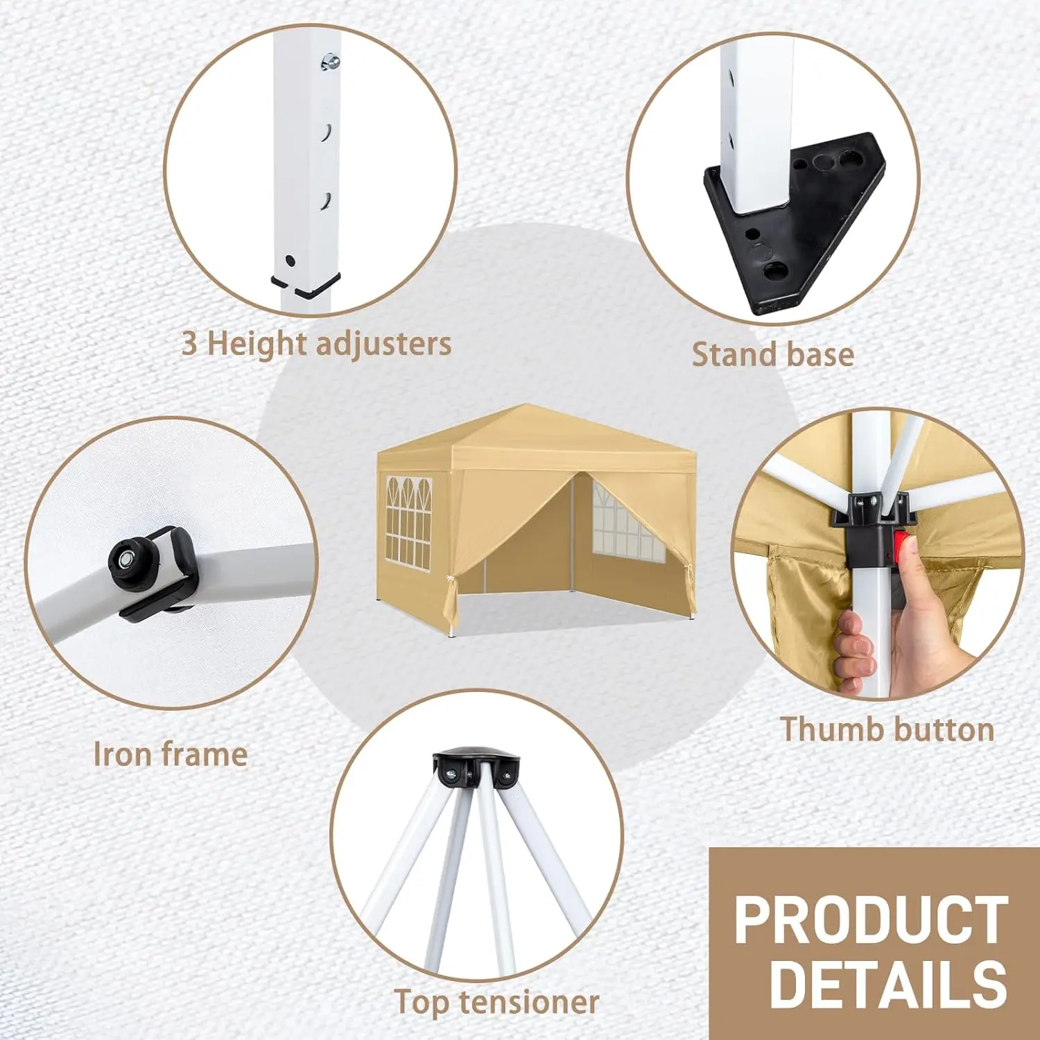 10x10ft Ez Pop Up Canopy, Portable Instant Canopy Tent with 4 SideWalls for Outdoor Events, Party, Wedding, Birthday,Graduation