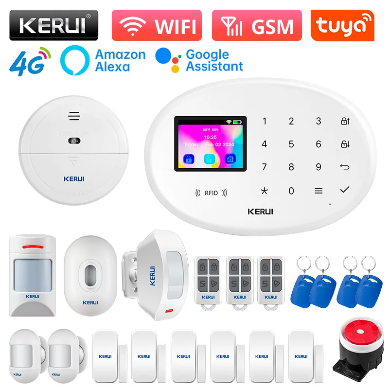 WIFI 4G+2G Home Security System Wireless House Alarm Panel with Battery Tuya Sma