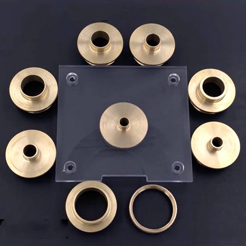 SetofRoundBasePlate10PCSBrassRouterTemplateGuideBushingsWith