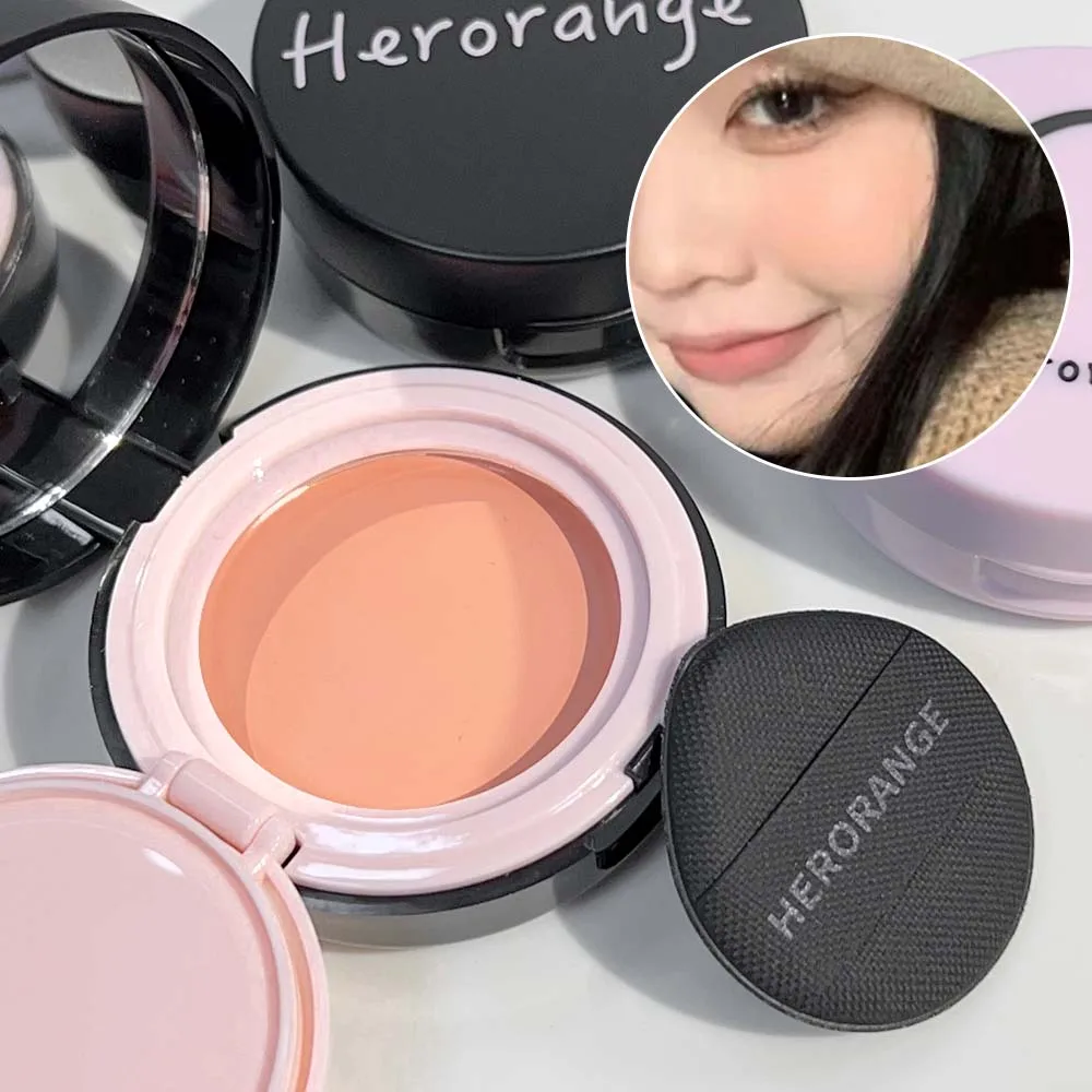 Moisturizing Air Cushion Powder Blusher Mud with Puff Soft Fog Whitening Natural Brightening Face Blush Cream Cheek Blush Makeup 4