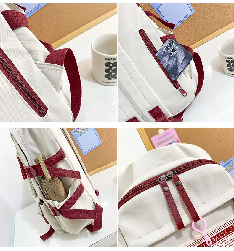 Fashion Multipocket Nylon Women Backpack Female Big Waterproof Back Bag Portable School Backpack For Girl Student Schoolbag Cute