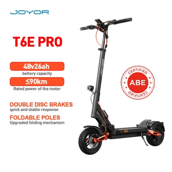JOYOR T6E PRO Scooter elettrico pieghevole, motore da 500 W, batteria 48 V 26 Ah, scooter elettrico per adulti, pneumatici fuoristrada da 10 pollici