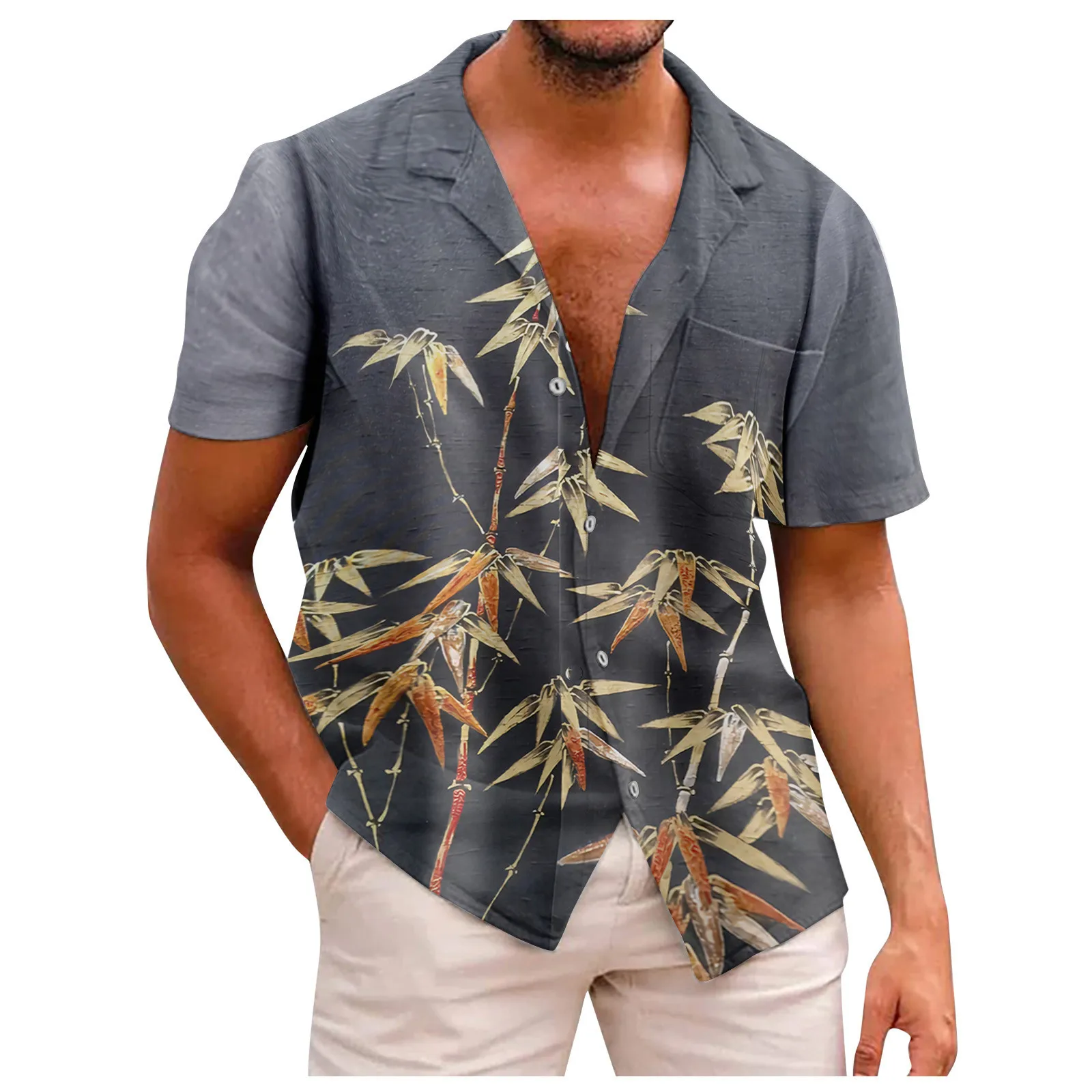 

2023 Summer Short Sleeve Shirts For Men Fashion Casual Cotton Flower Beach Hawaiian Shirt Blouses Men Clothing free shipping