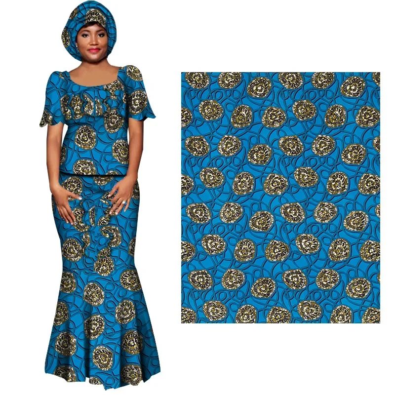 Newest Nigerian Ankara African Polyester Material Wax Fabric DIY Print Sewing Tissu Textile Material For Women Dresses