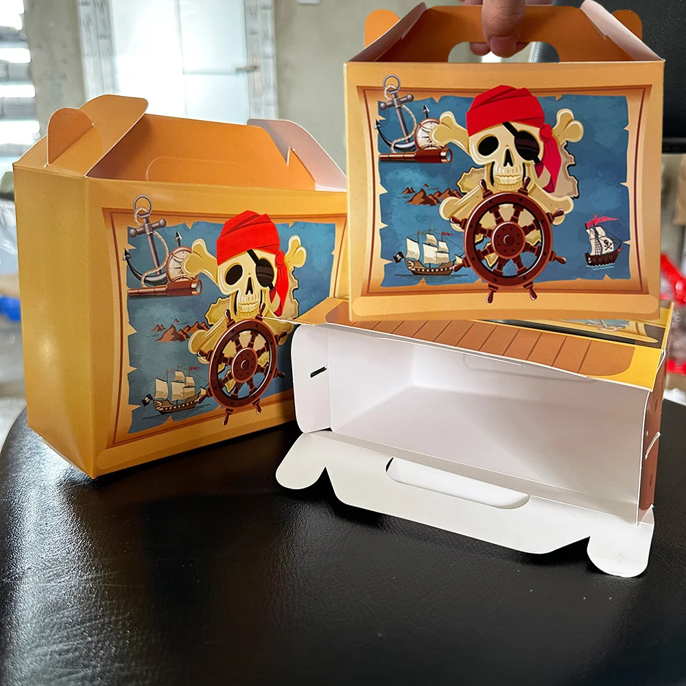 

12 pcs Pirate Treasure Chest Gift Box Pirate Birthday Party Decoration Candy Treat Bags Pirate Theme Party Favors Boxes Goodies