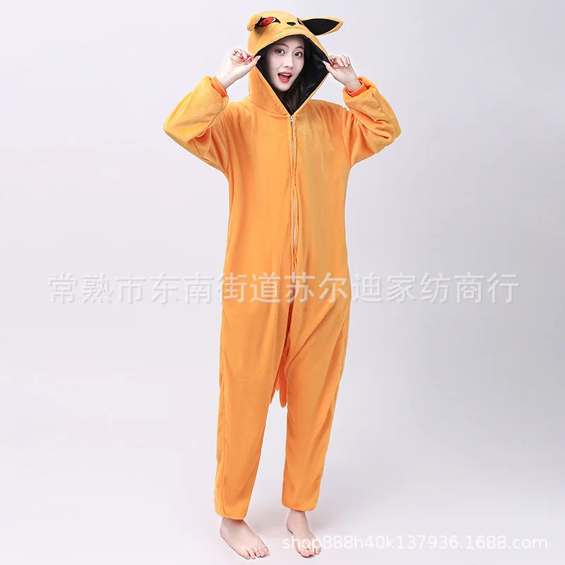 Uzumaki Kurama Kyuubi Fox Cosplay Costume Kigurumi Adult Unisex Anime Pajamas Flannel Jumpsuit Sleepwear Halloween Carnival Suit