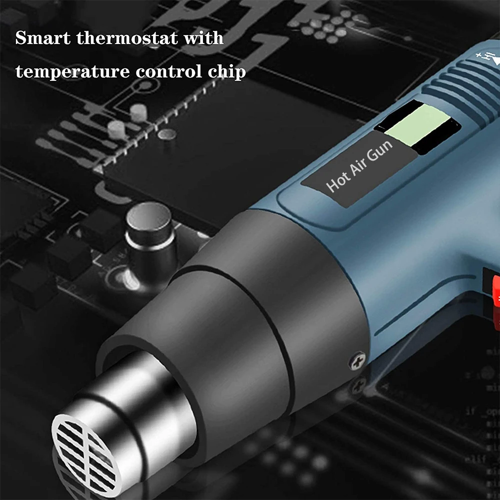 2000W 220V Hot Air Gun Industrial Electric Air Rifle Gun Thermoregulator LCD Heat Guns Shrink Wrapping Thermal Heater Nozzle best home paint sprayer