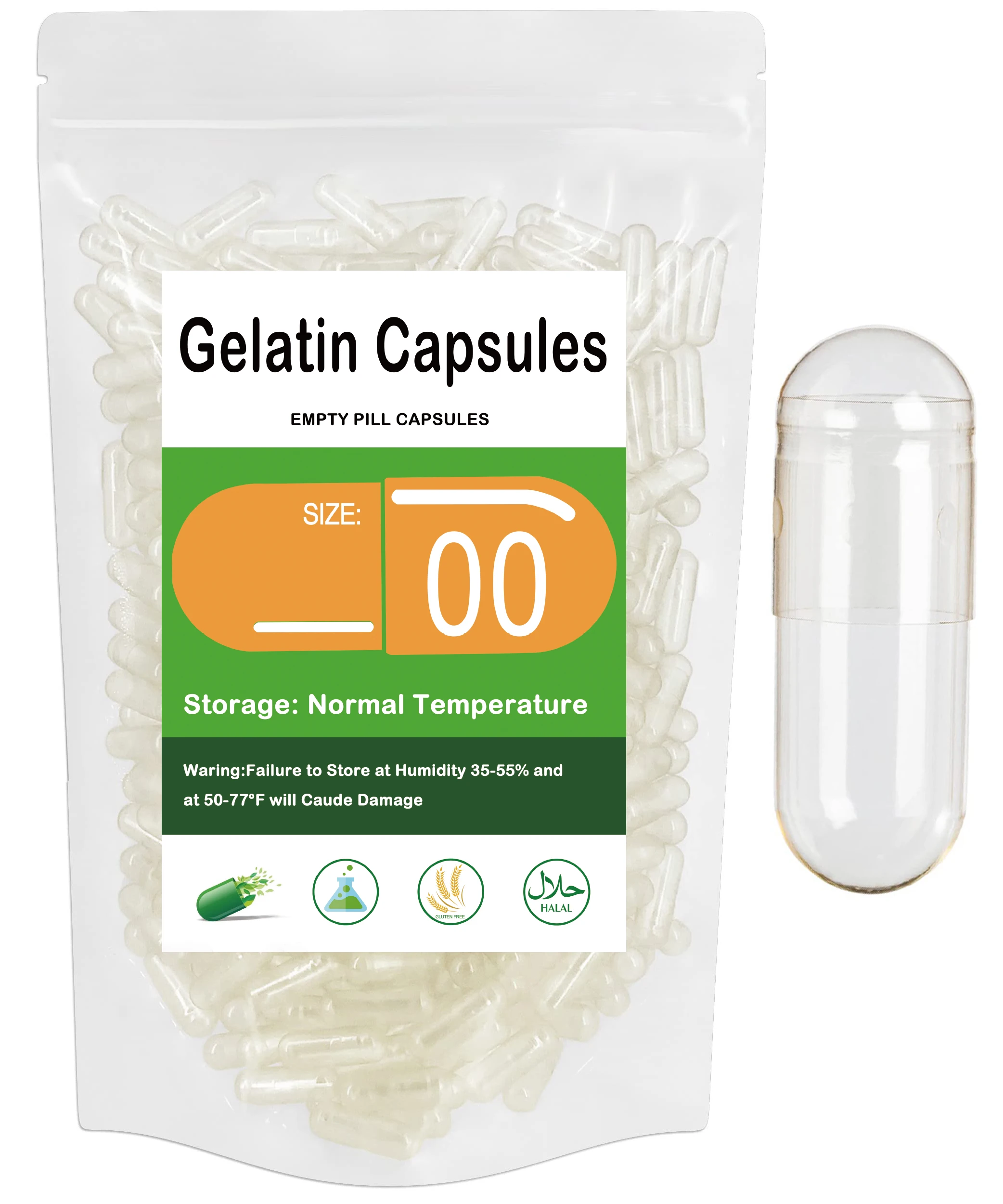 

100Pcs Gelatin Empty Pill Capsule Standard Size 000#00#0# Clear Hollow Hard Gelatin Transparent Seperated Joined Capsules