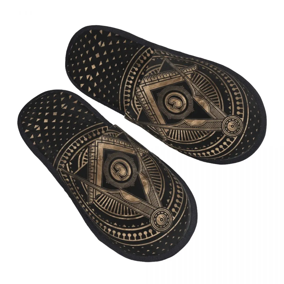 

Freemasonry Masonic Mason Symbol House Slippers Women Cozy Memory Foam Freemason Slip On Spa Slipper Shoes