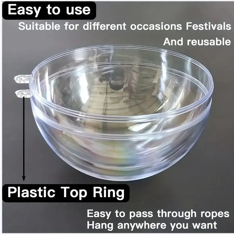 10 stücke Ball 4/6/8 cm Transparent Offene Kunststoff Weihnachten Dekoration Ballon Acryl Klar Flitter DIY Ornament geschenk Geschenk Box Ball – Detail 14