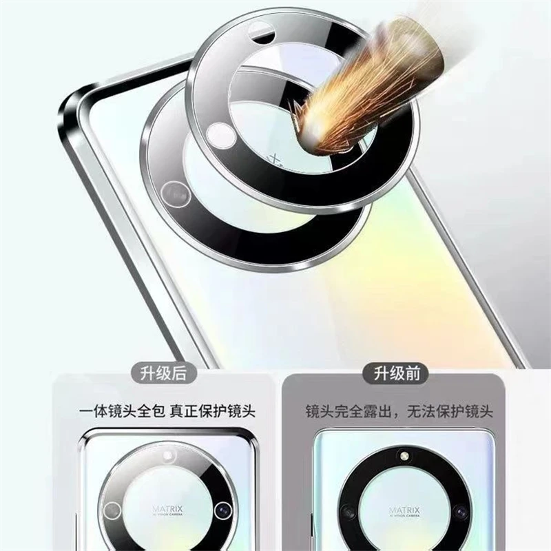 Premium 360° Double-Sided Magnetic Metal Case with Tempered Glass Cover