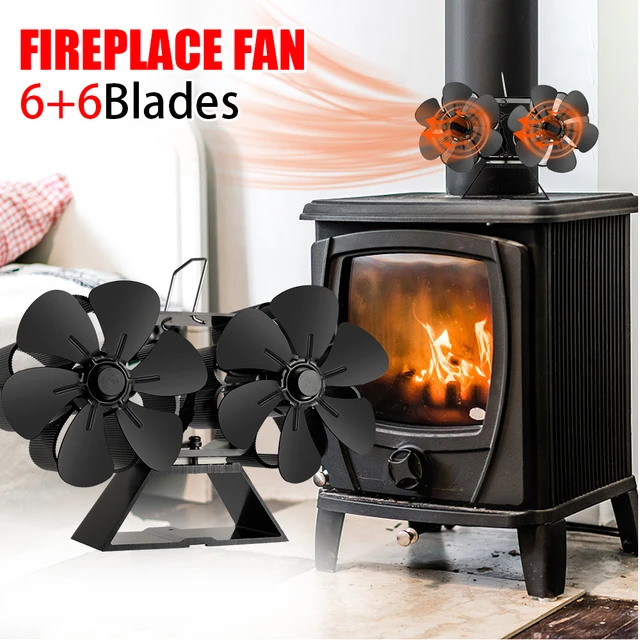 12 Blades Heat Powered Stove Fan Double Head Log Wood Burner Fireplace Fan  Twin Eco-fan Quiet Home Efficient Heat Distribution - AliExpress
