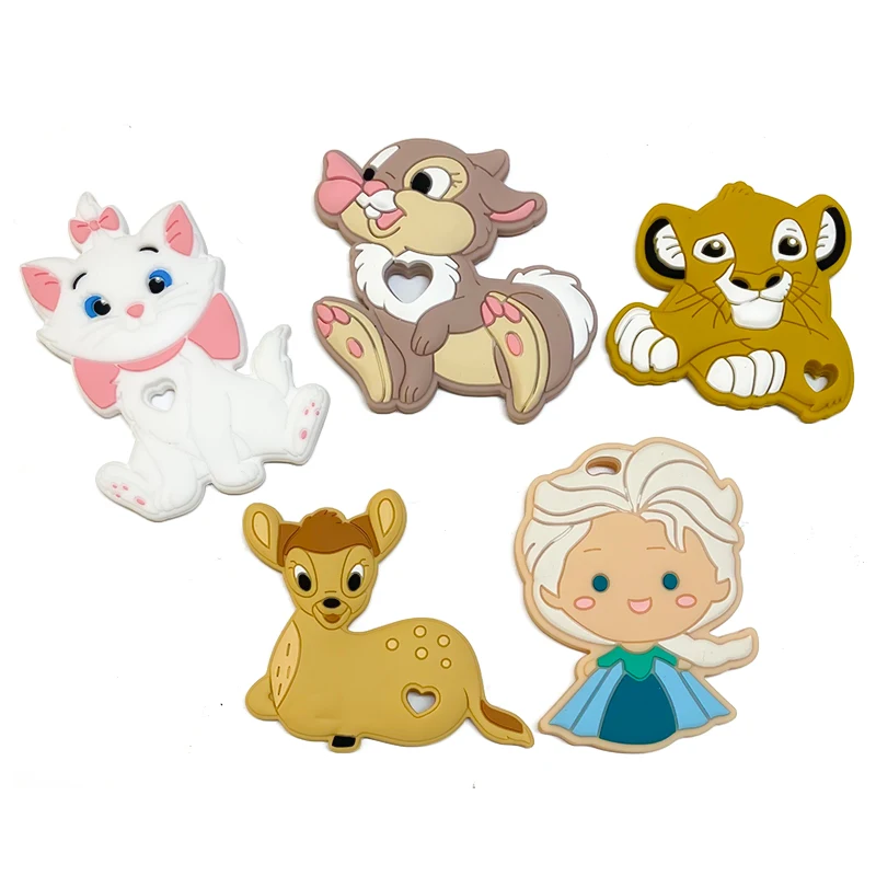 1pcs Silicone Cartoon Stlch Donald Duck Baby Teether Rodent BPA Food Free Silicone Teeth Nursing Pacifier Clip Silicone Bead 2