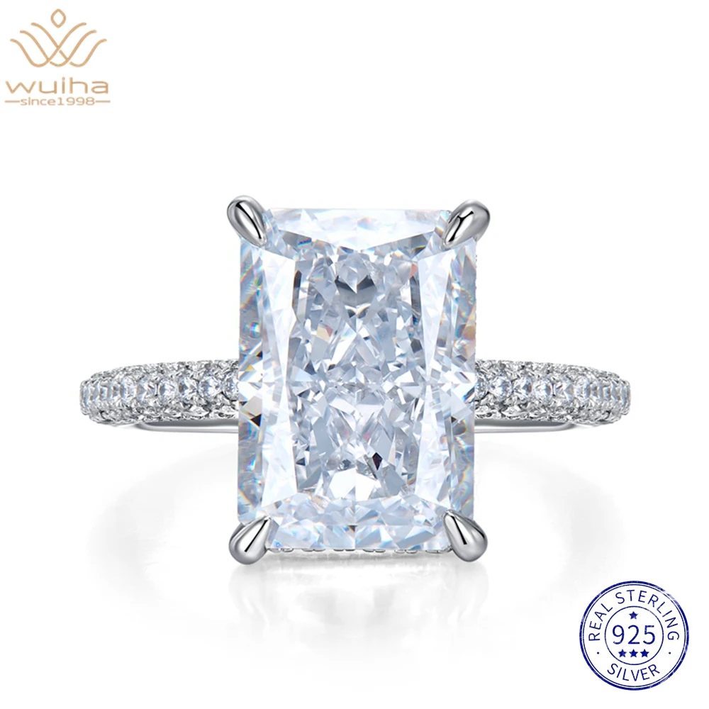 

WUIHA 18K White Gold Radiant Cut 3CT Sapphire Gourndum Ring for Women Anniversary Gift 925 Sterling Silver Jewelry Drop Shipping