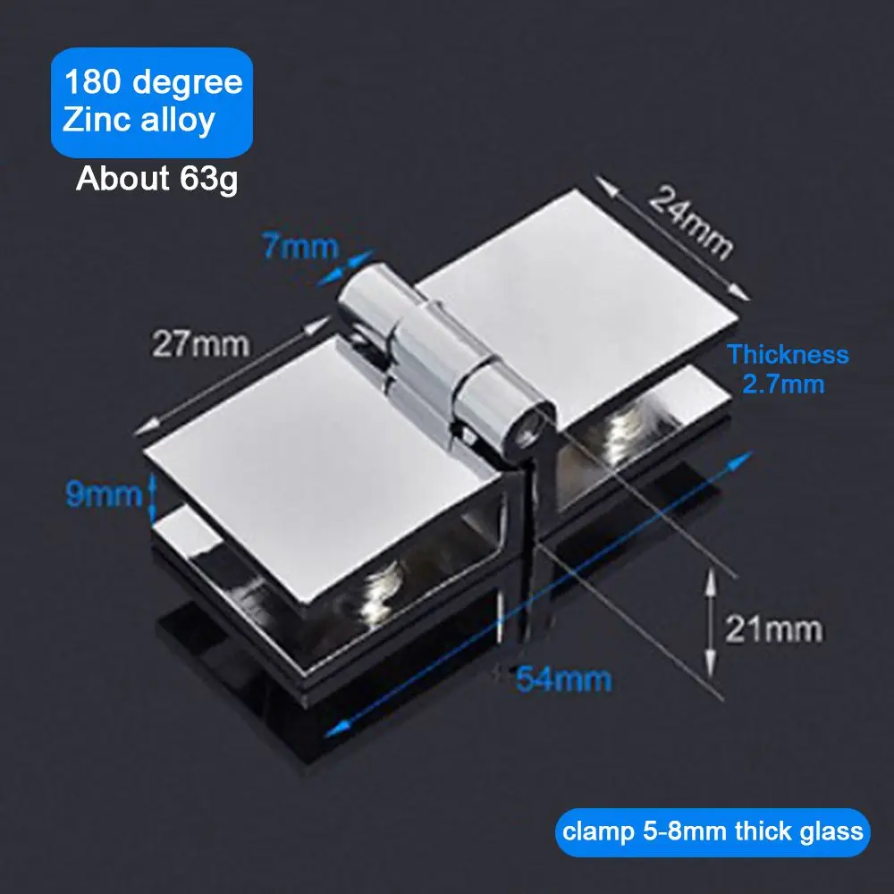 Zinc 90 180 Degree Furniture Cupboard Glass Clamp Cabinet Hinge Door Hinge Bilateral Clip