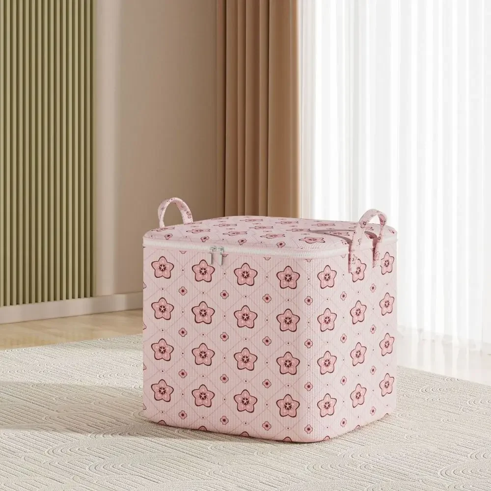 With Handle Clothes Storage Bins Foldable Large Capacity Wardrobe Sorting Storage Bucket Dust-Proof Cherry Blossom Organization 3