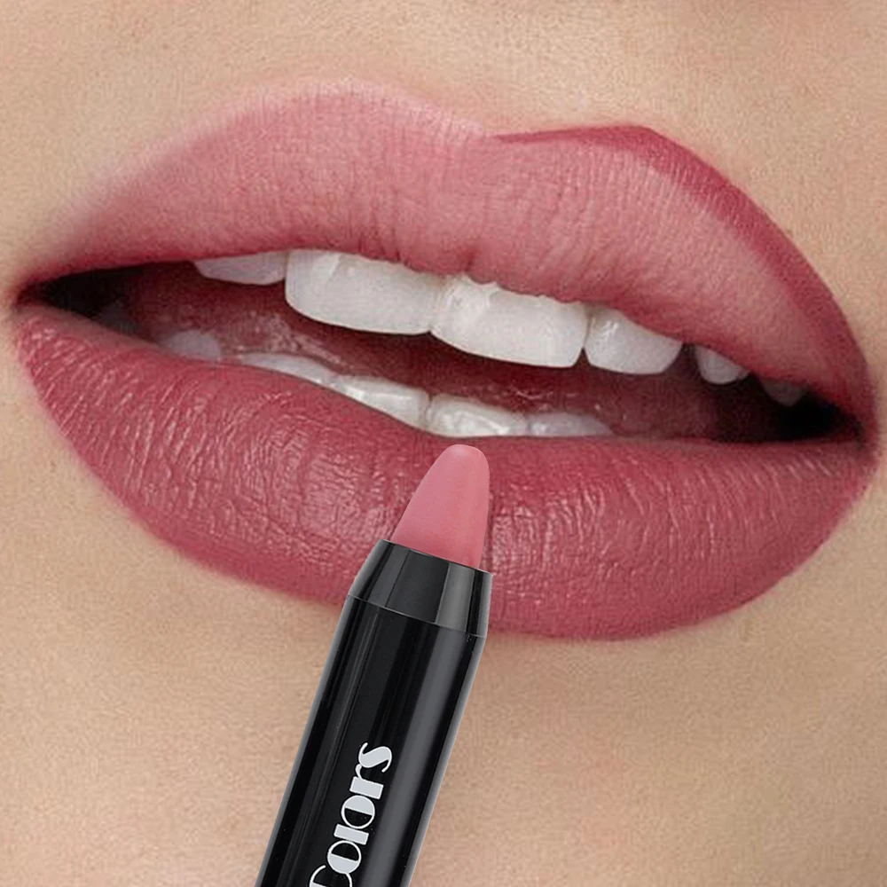 무광 지속 누드 핑크 립스틱 펜, 방수 보습, 레드 다크 브라운 벨벳 크레용 립스틱, 입술 라이너 펜슬 메이크업 화장품 