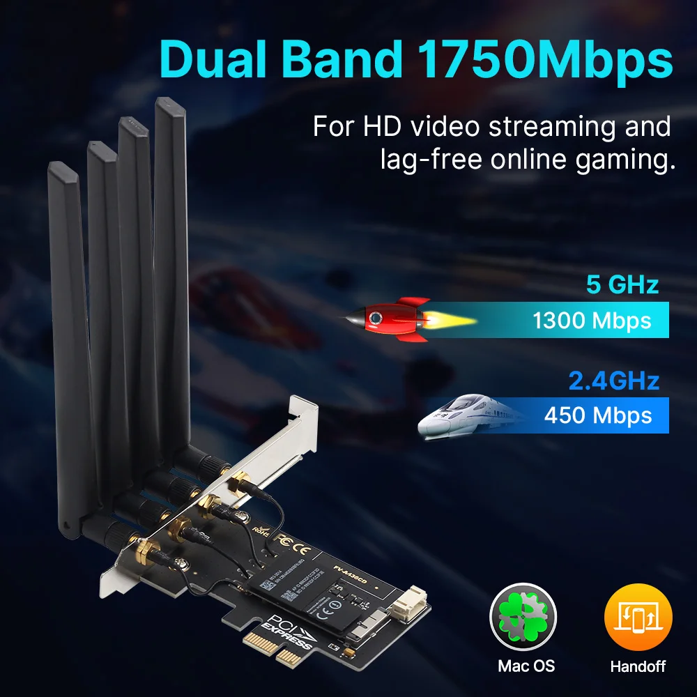 FENVI BCM94360CD Hackintosh PCIE Wireless Adapter 1750Mbps 
