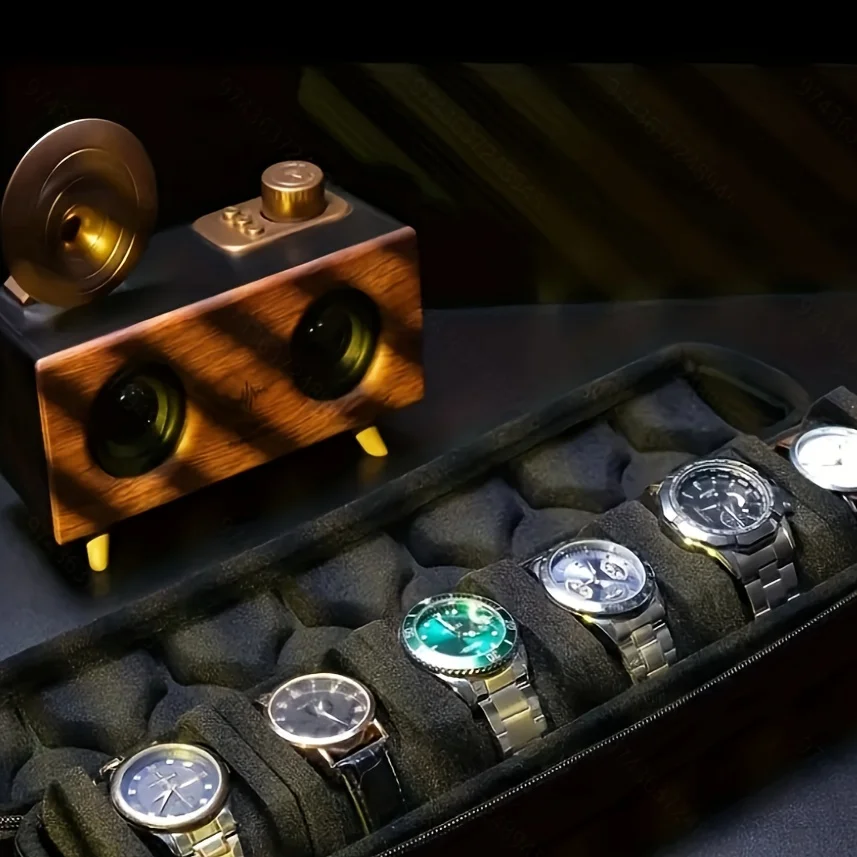 6 Slots Portable Watch Travel Case Watch Scroll Storage Box Anti-drop Shockproof Zipper Jewelry Display Organizer Box watch storage box