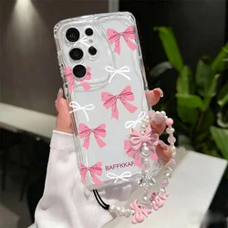 Elegant Pink Bow Pattern Chain Phone Case - Chic and Stylish Design - Samsung A55 5G (S22693)