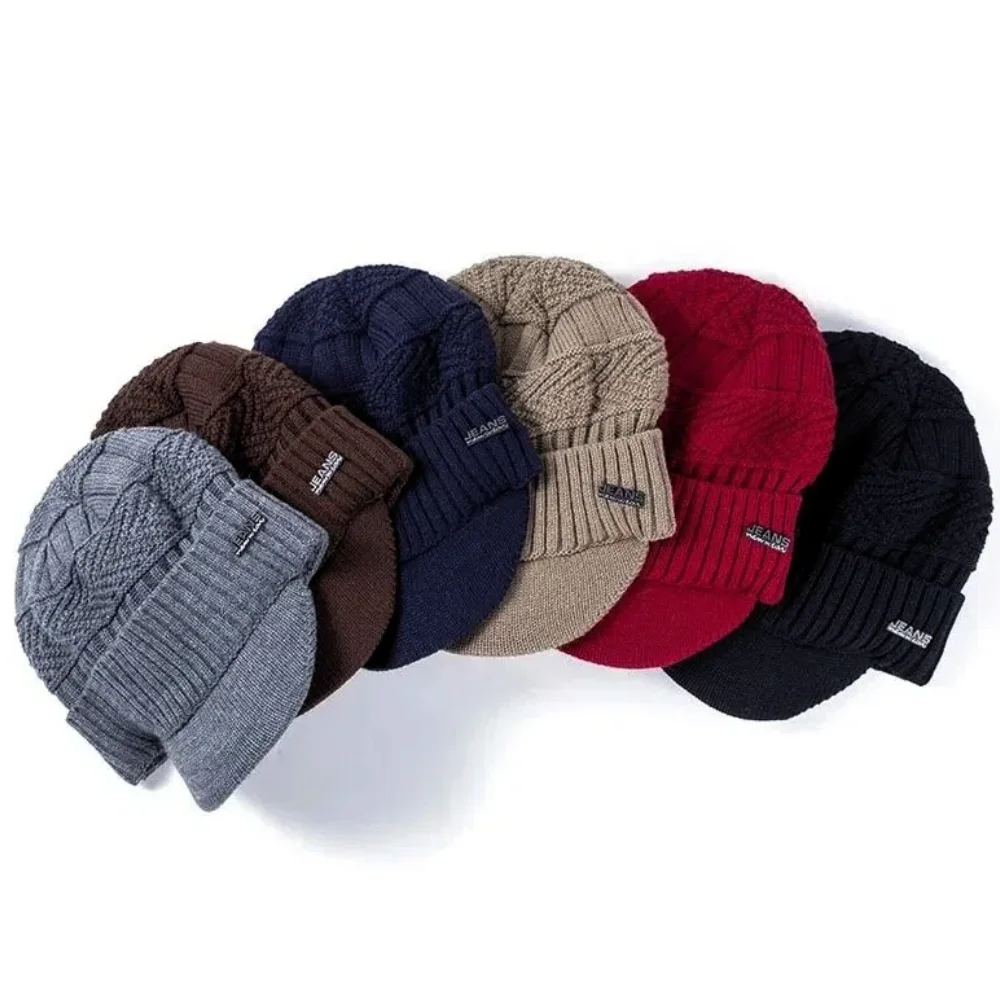 Heißer Verkauf Unisex Warme Wintermützen Plüschfell Gefütterte Warme Mütze Mit Krempe Outdoor Strickmützen Für Männer & Frauen – Detail 12