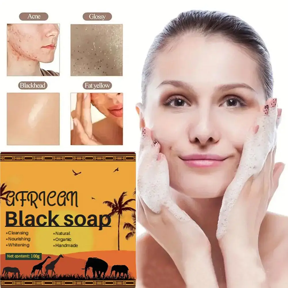 

100g African Black Soap Deep Cleansing Exfoliator To Relieve Dry Rough Delicate Skin Body Cleansing Hand Soap