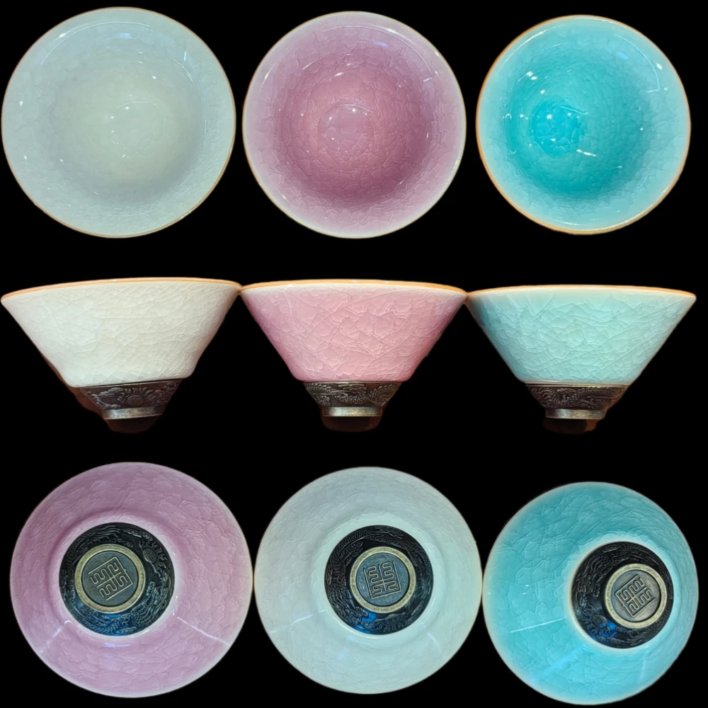 

Chinese Kiln Change Ceramic Jianzhan Tea Cup Retro Temmoku Glaze Teacup Blue Pottery Tea Bowl Home Teaware Master Cups Wholesale