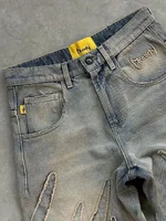 2024 American New Fashion Patch Baggy Casual Jeans For Men And Women Y2K High Street Harajuku High Waist Wide Leg Denim Trousers - Image 5