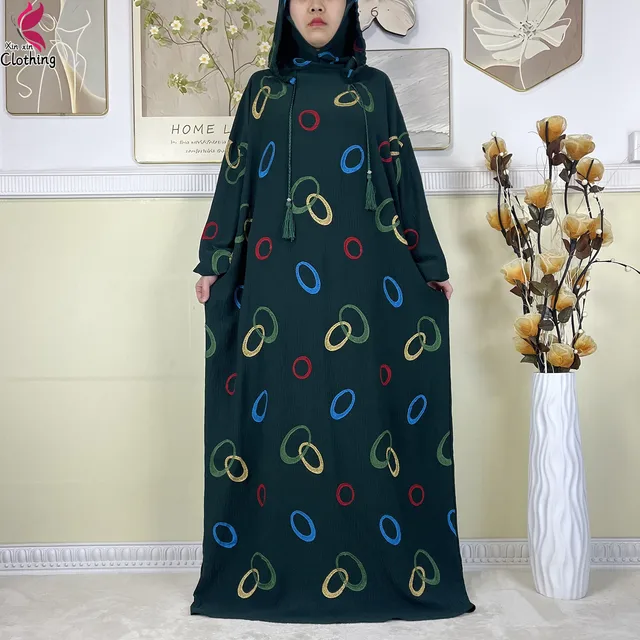 Abaya musulmane à double chapeau pour Ramadan, vêtements de prière africains, coton solide, broderie, adt, dubaï, turquie, islam, nouveau, 2025