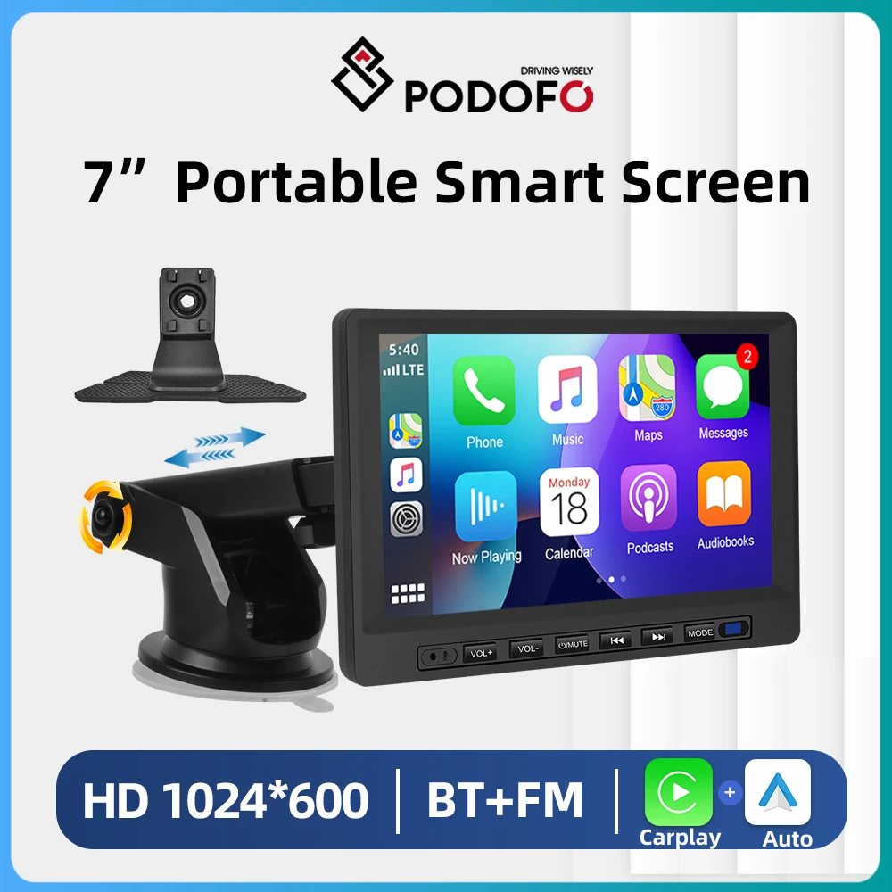 

Универсальный 7-дюймовый автомобильный видео мультимедийный плеер Podofo, беспроводной Carplay Android, автомобильный смарт-монитор для Ford KIA VW Nissan