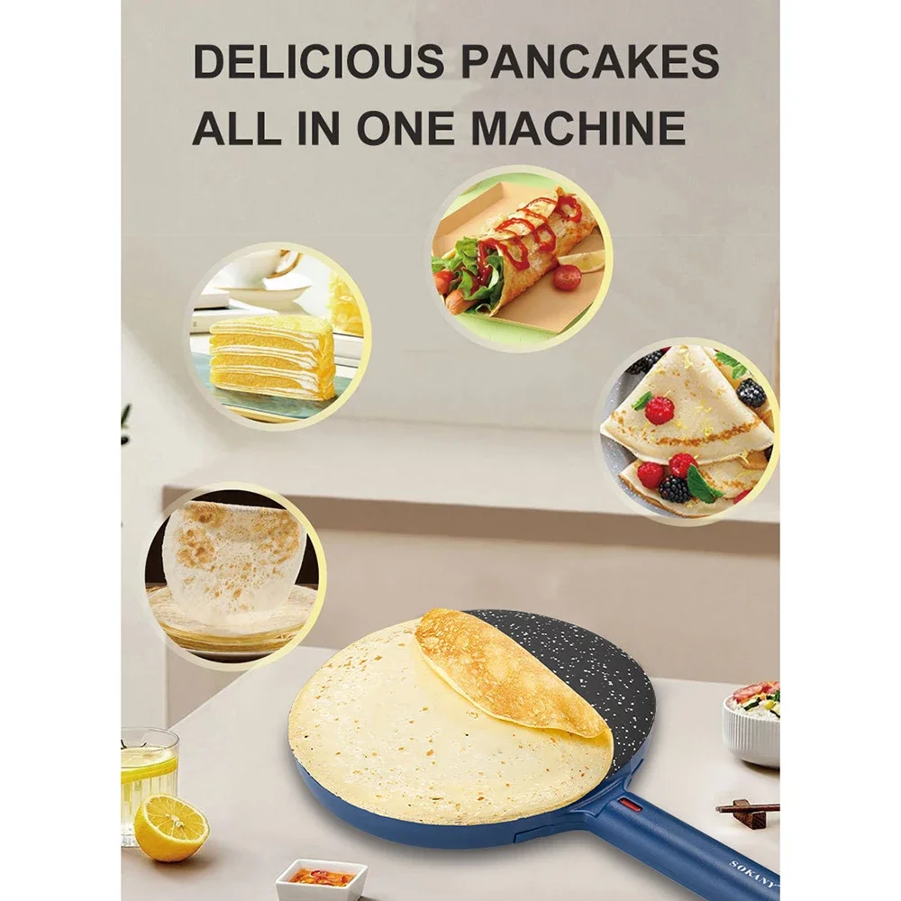 Houselin Electric Pancake Maker, Portable Pancake Maker Switch, Nonstick Coating, Easy To Use, with Handle 3