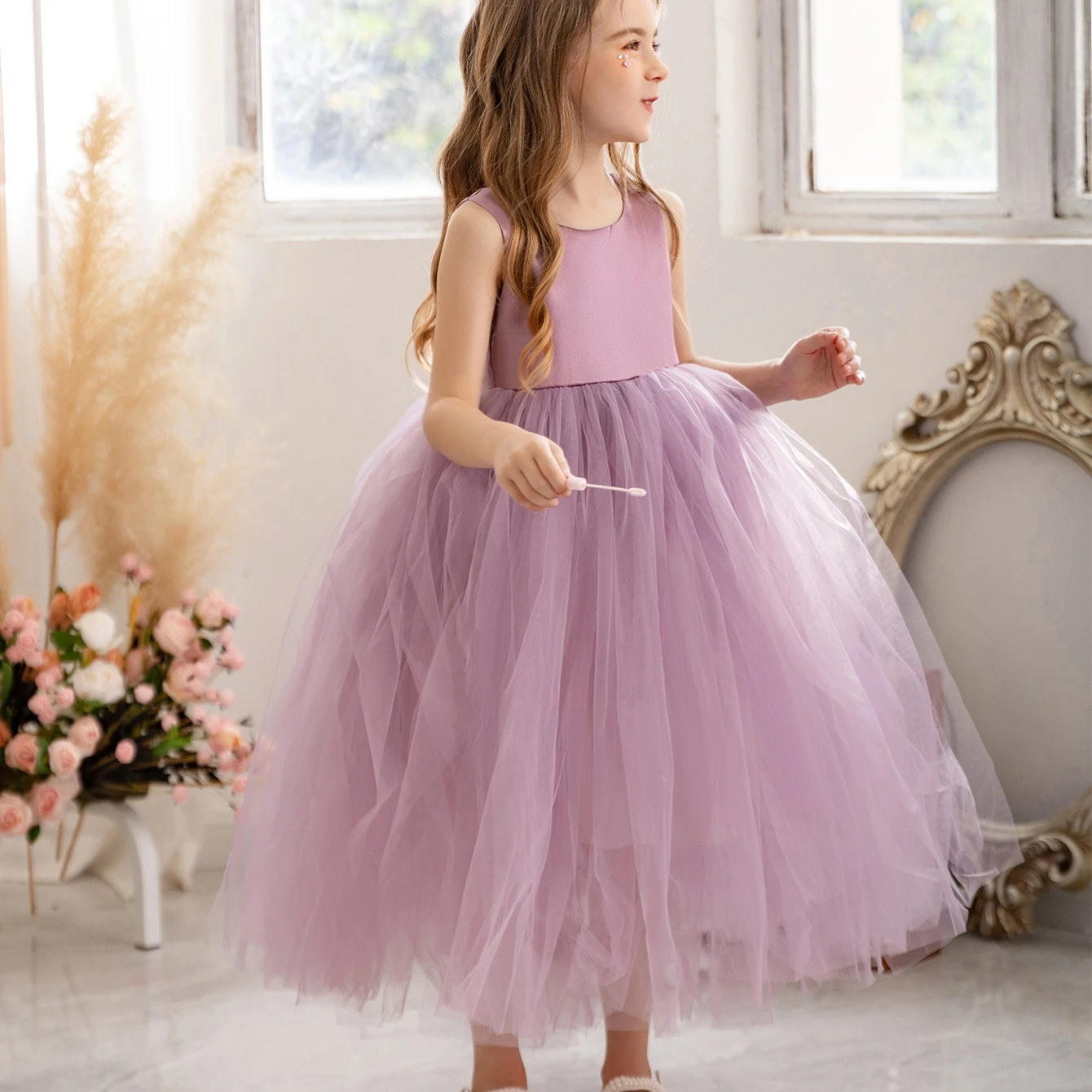 

Женское длинное фиолетовое пышное платье, Многоярусное детское платье принцессы, одежда для детей 2, 3, 4, 5, 6, 8, 10, 12, 14 лет