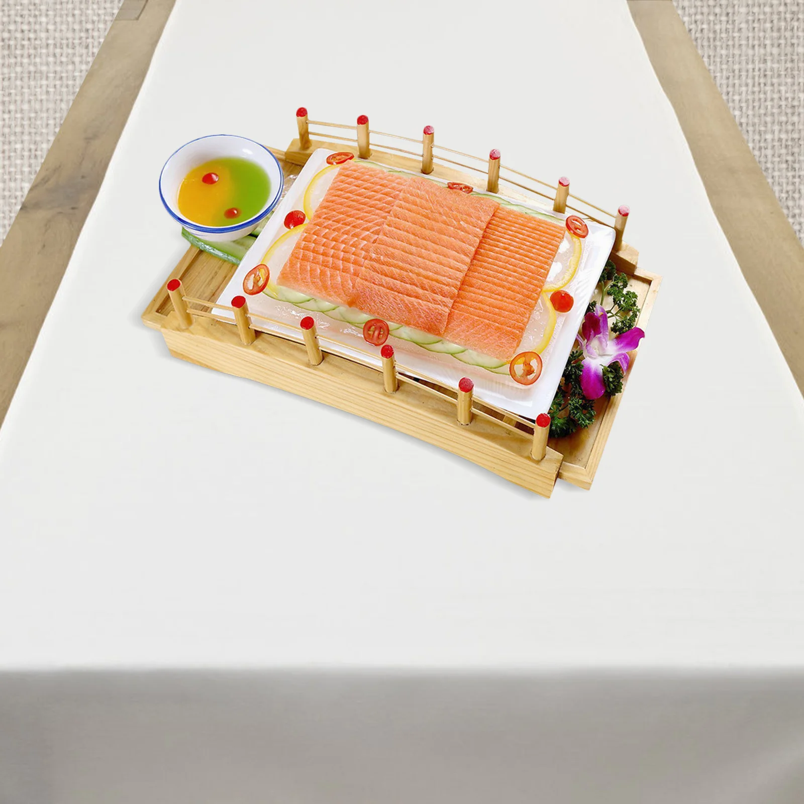 

Sushi Bridge Sashimi Serving Plates Practical Board Food Tray Wooden Dish Appetizers Containers Delicate Cake Platters