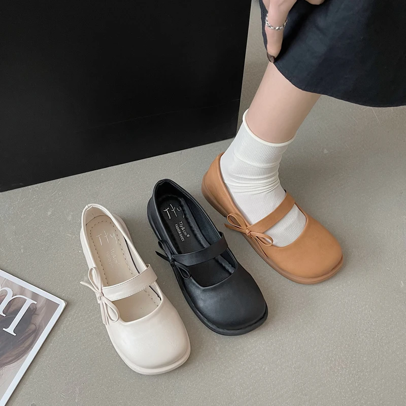 

2023 spring and autumn women's outerwear shoes Female Korean style Leather Mary Janes Ladies casual flats career and party wear