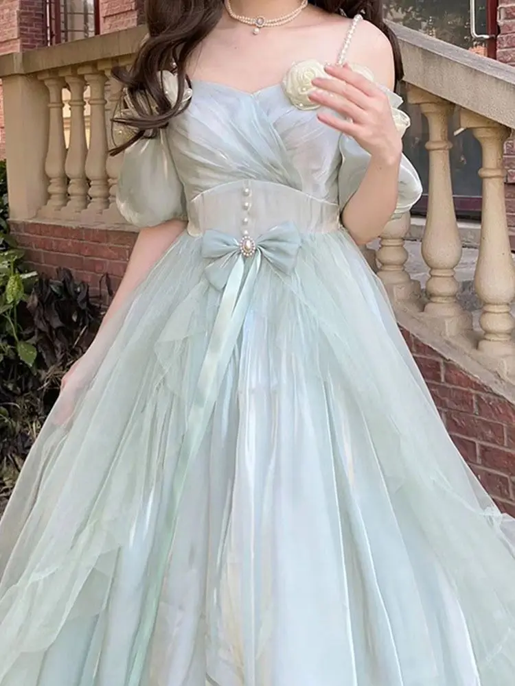 気質のイブニングドレススカート女性宴会長い妖精妖精フィールド  