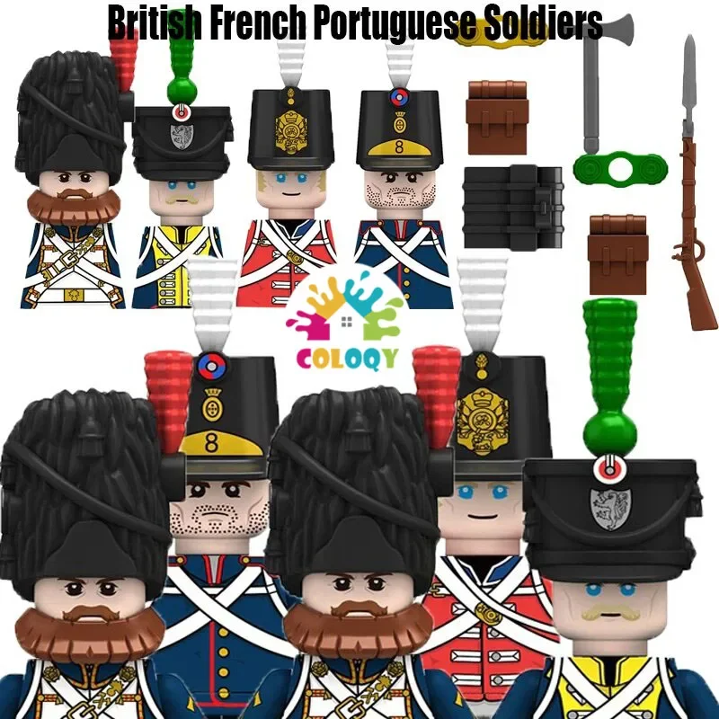 

Napoleonic Wars Military Soldiers Building Blocks WW2 British Army Figures Russian Foot Guard Infantry Weapons Bricks Kids Toys