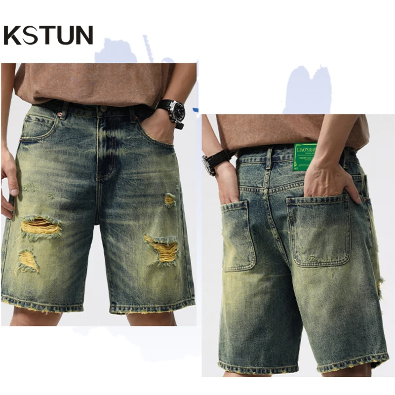 

Ripped Jeans For Men Denim Shorts 2024 Summer Shorts Loose Fit Wide Leg Harem Pants Knee Length Men't Clothing Hip Hop Shorts