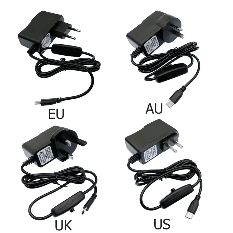 5V 3A Power Supply Switch Button Power Adapter Charger Type-C USB Port 5 V Volt for Raspberry Pi 4 Model B 4B power adapter power module