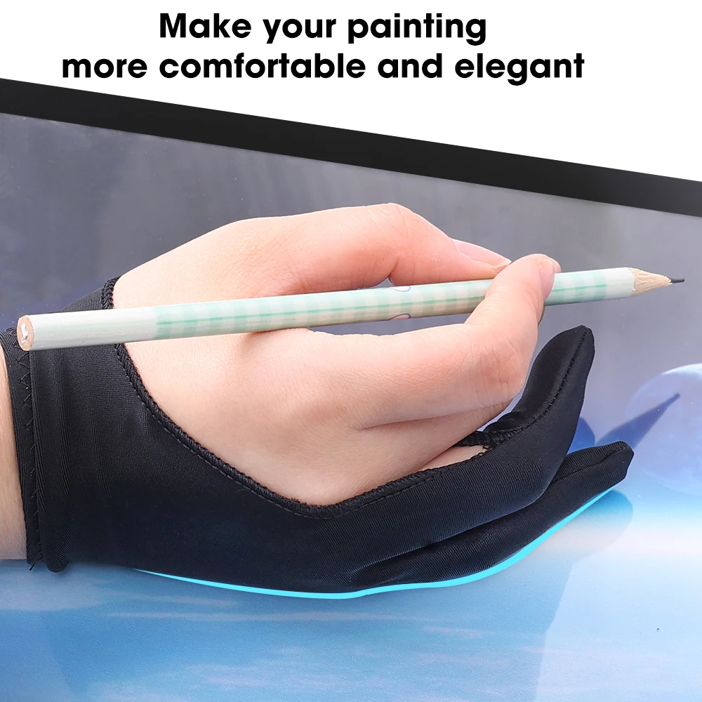 Anti fouling drawing gloves Anti-fouling Two-Fingers Anti-touch Painting Glove for Drawing Tablet Right and Left Glove Anti-Fouling for IPad Screen Board