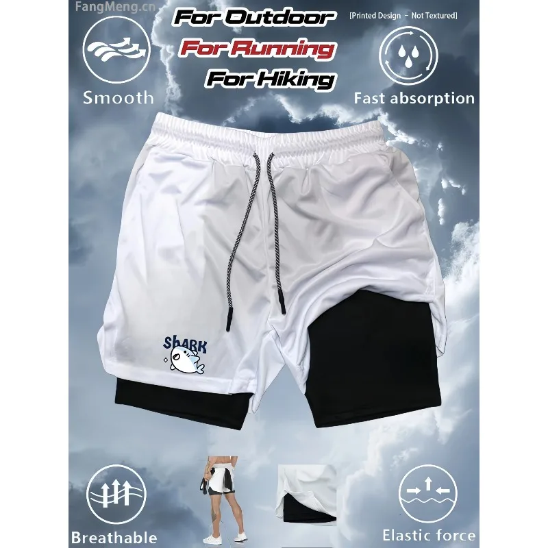 더블 데크 남성용 2-in-1 스포츠 짐 운동 러닝 패션 반바지 (휴대폰 가방 및 타월 링 포함) 스포츠 및 피트니스 타월 루프