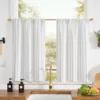JINCHAN 25*24 Linen Look Short Curtains Striped Kitchen Curtains Blue On White Cafe Curtain Modern Farmhouse Tiers Drapes 1