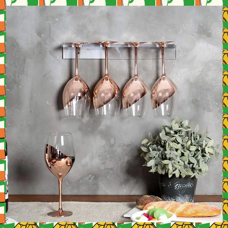 2 Piece Wine Glass Holder Wall Mounted Cup Holder Wine Glass Hanging Rack Transparent Kitchen Cupboard Bar Organizer Hanger