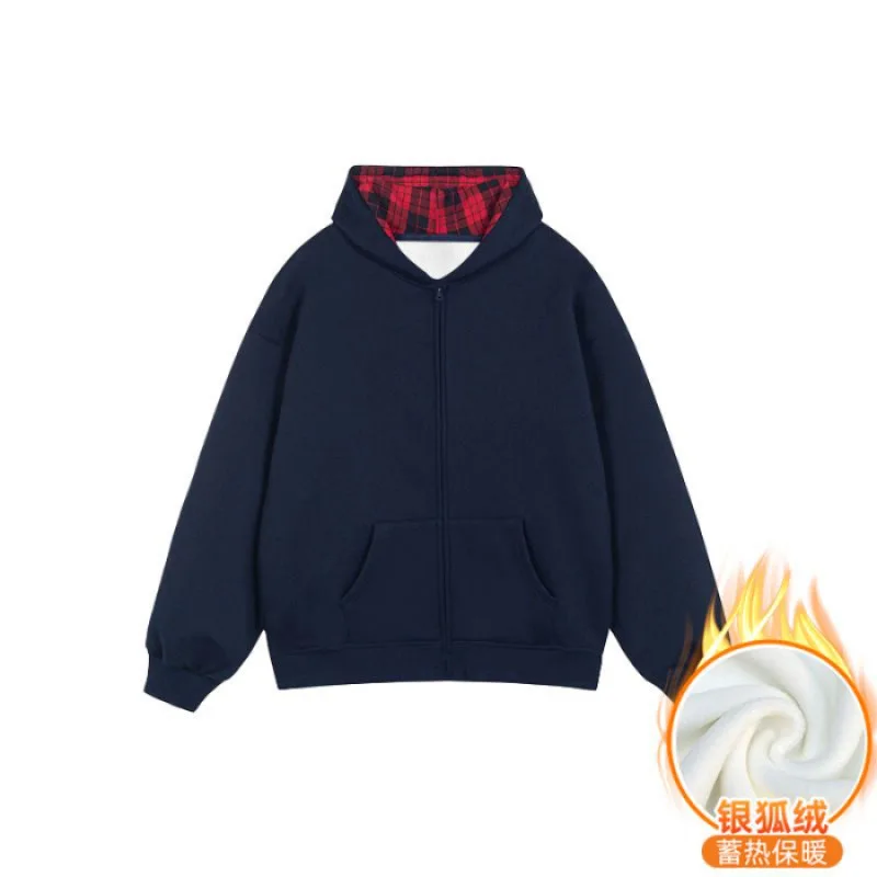 Navy blue + red plaid